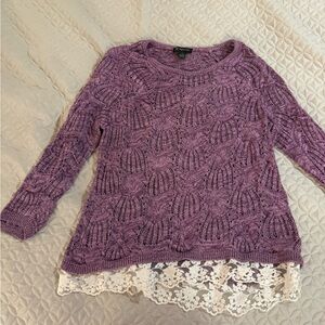 INC sweater with lace hem size 1X